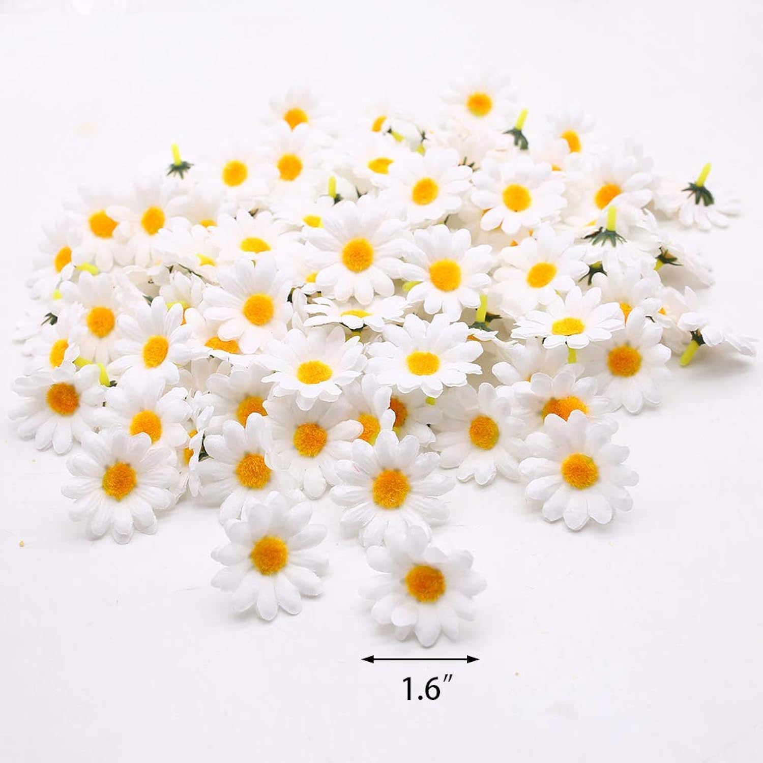 200Pcs Fabric Daisy Flower Heads - 1.5 Inch White Artificial Daisies Spring Flowers For Bouquets, Baby Showers, Wedding, Home Decor & Diy Crafts