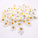 200Pcs Fabric Daisy Flower Heads - 1.5 Inch White Artificial Daisies Spring Flowers For Bouquets, Baby Showers, Wedding, Home Decor & Diy Crafts