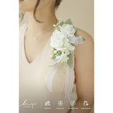 2Pcs Wedding Shoulder Corsage Artificial Flowers, Girl/Mother Homecoming/Prom Corsages Wristlet Décor, Etc. White Pearl