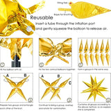 60 Pcs Star Balloons 12 Spike Foil Explosion Party Decoration Balloons For Christmas New Year Eve Graduation Birthday (Gold)