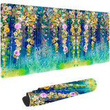 Abstract Watercolor Flowers Non-Slip Rubber Large Mouse Pad For Desk,Large Gaming Mouse Pad Xxl Extended Mouse Pad With Stitched Edges Non-Slip Base Water Resist Pad Desk Mat 35.4X15.7Inch