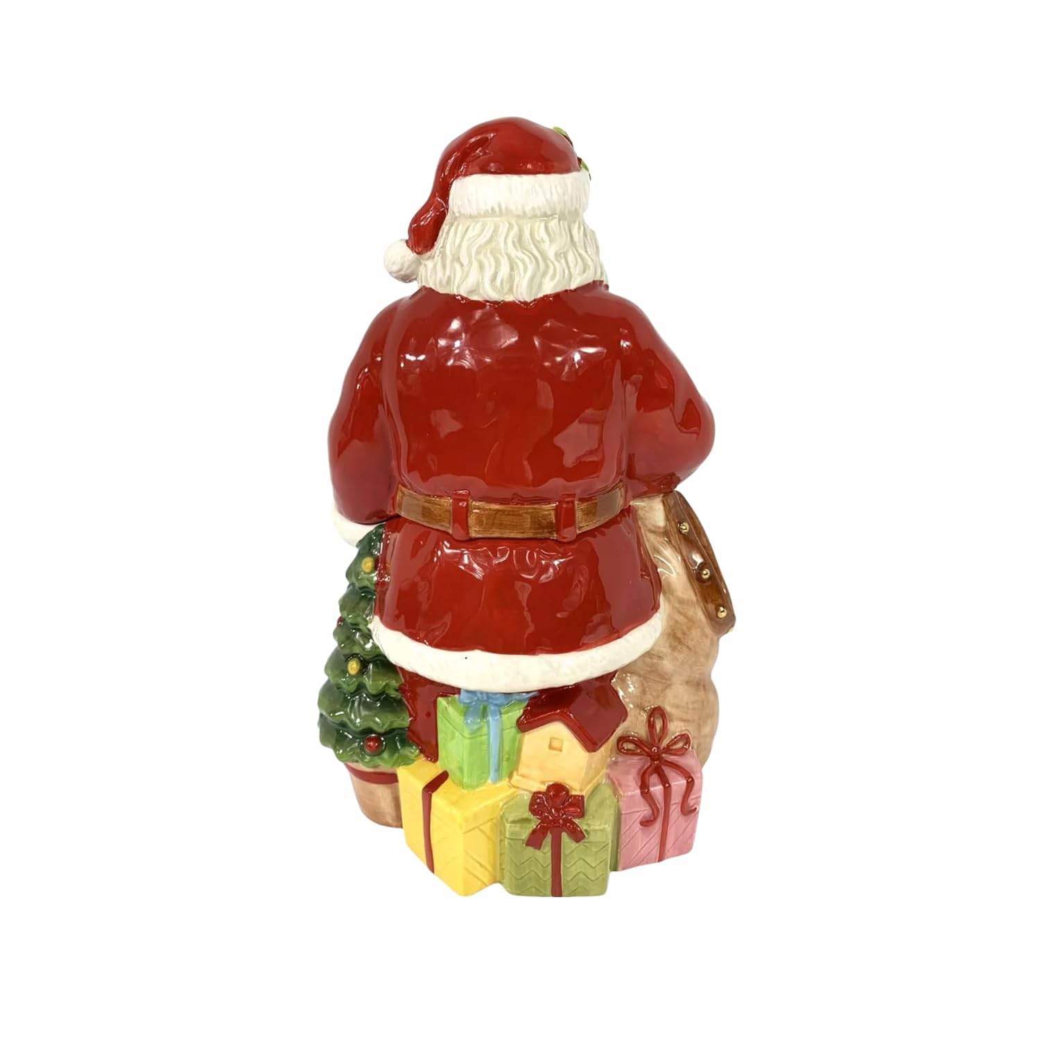 Christmas Tree Santa Cookie Jar - 12" Dolomite Christmas Cookie Jar With Lid For Treats - Santa Candy Jar For Kitchen Counter, Festive Kitchen Decor, Seasonal Cookie Container, Holiday Gift