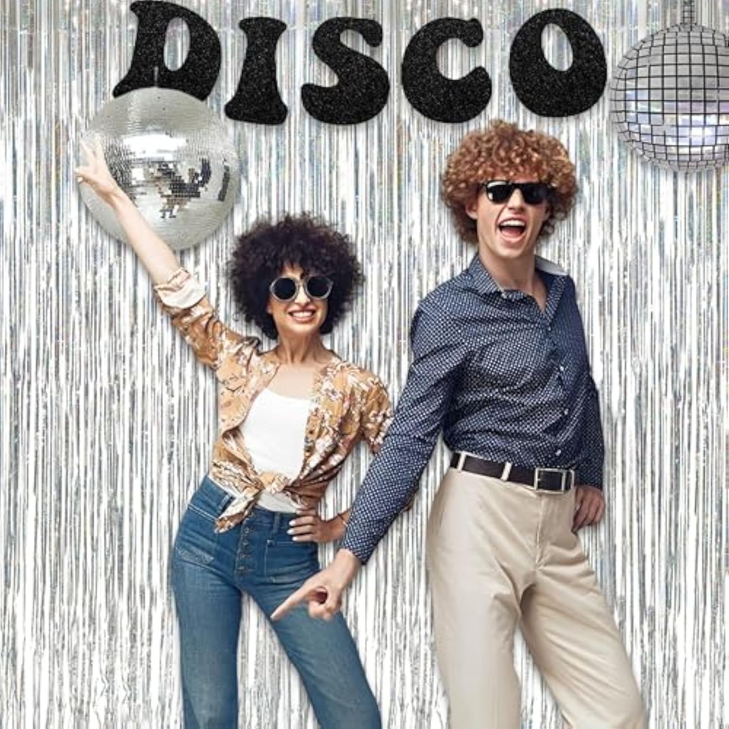 Silver Foil Fringe Tinsel Backdrop 2 Pack Metallic Streamers for Parties