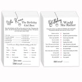 Birthday Party Cards For Girl, Birthday Games Card, Would She Rather Game Cards Set, Birthday Supplies Activity Decorations For Adult Girl, Set Of 30 Game Cads