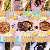 121Pcs Summer Ice Cream Party Supplies Kit, Lncludesice Cream Themed Plates Cups Napkins Cutlery Touchdown Tablecloth, For Baby Shower, Ice Cream Birthday Party Decorations ,Serve 24