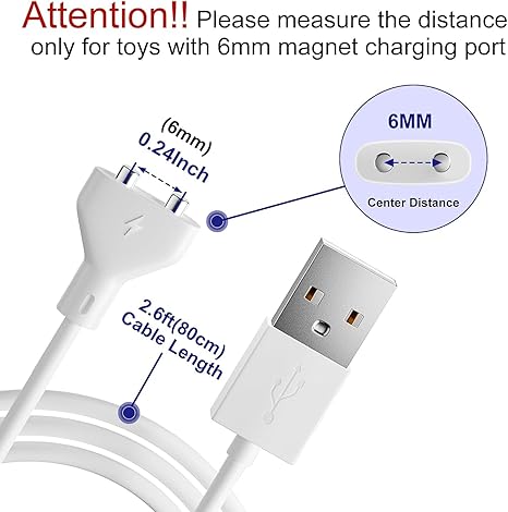 6MM Magnetic USB DC Charging Cable 2.7FT Replacement Cord for Massagers Toys Toothbrush