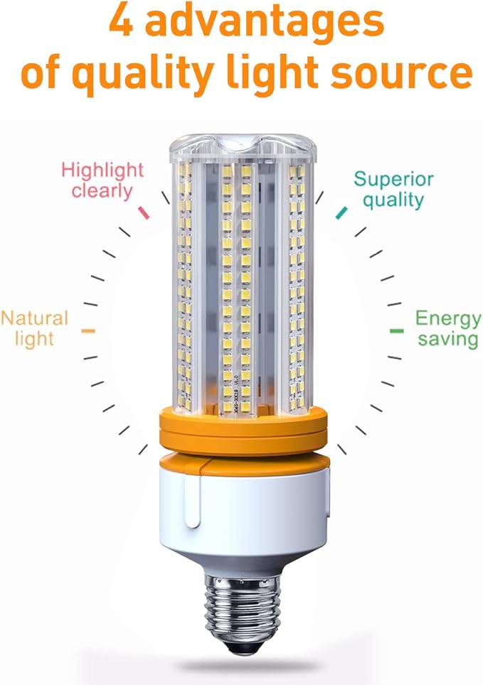 LED Corn Light Bulb 2 Pack 60W 600W Equivalent 7500 Lumens E26 Cool Daylight Indoor Outdoor High Brightness