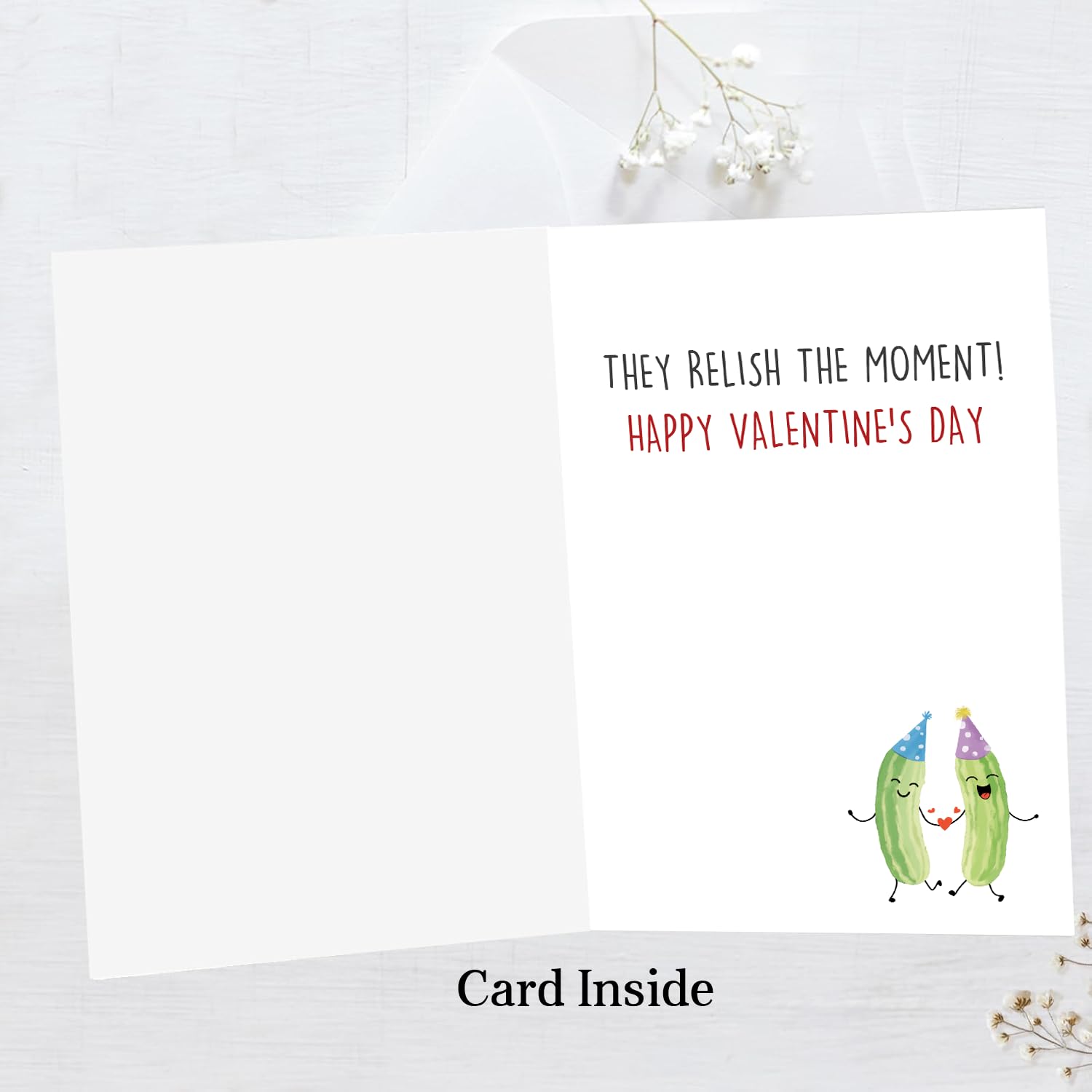 Funny Pickle Pun Valentines Day Card, Humorous Happy Valentine'S Day Card For Boyfriend Girlfriend Bestie Best Friend Son Daughter, Joke Pickle Relish The Moment Valentines Day Cards