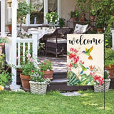 Hummingbird Floral Welcome Garden Flag 12X18 Inch Double Sided Outside, Spring Summer Burlap Small Yard Outdoor Flag
