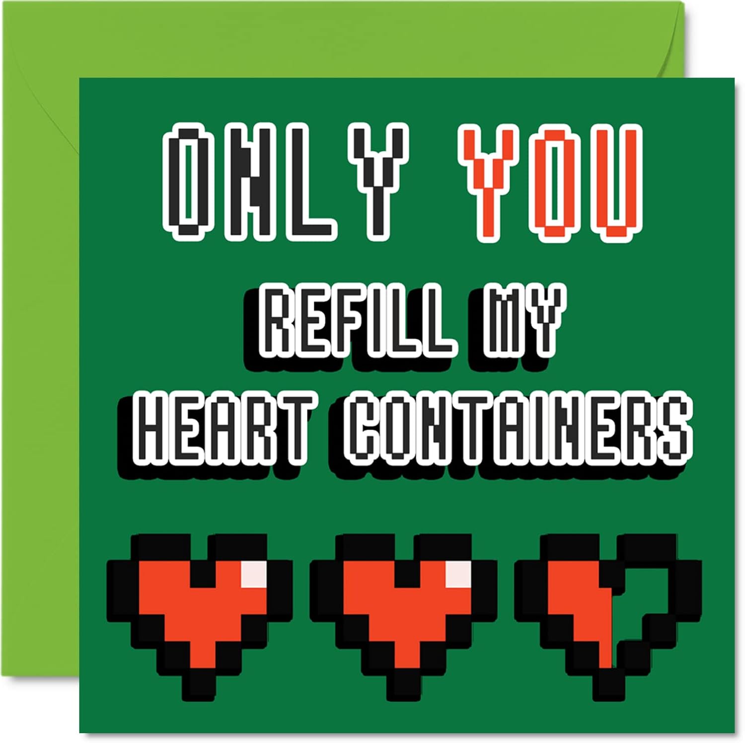 Funny Gamer Valentine'S Day Card - Retro Gaming Anniversary Card For Boyfriend, Girlfriend, Husband, Wife - 8 Bit Love Design - Happy Anniversary Moment For Men, Women, Her, Him, 5.7 X 5.7 Inches