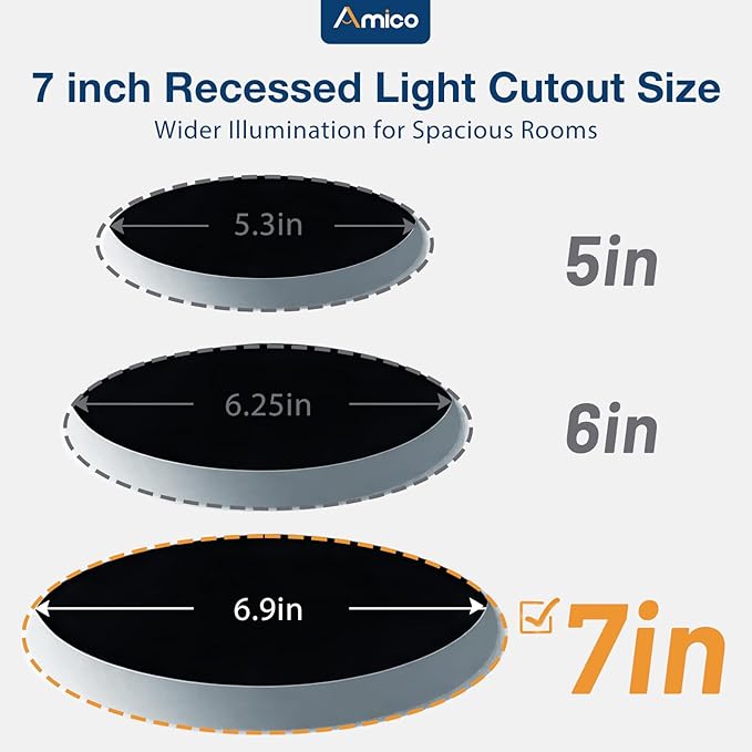 6 Pack 7 Inch Ultra Thin LED Recessed Lights 1300LM 5CCT Dimmable Canless Downlights