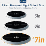 6 Pack 7 Inch Ultra Thin LED Recessed Lights 1300LM 5CCT Dimmable Canless Downlights