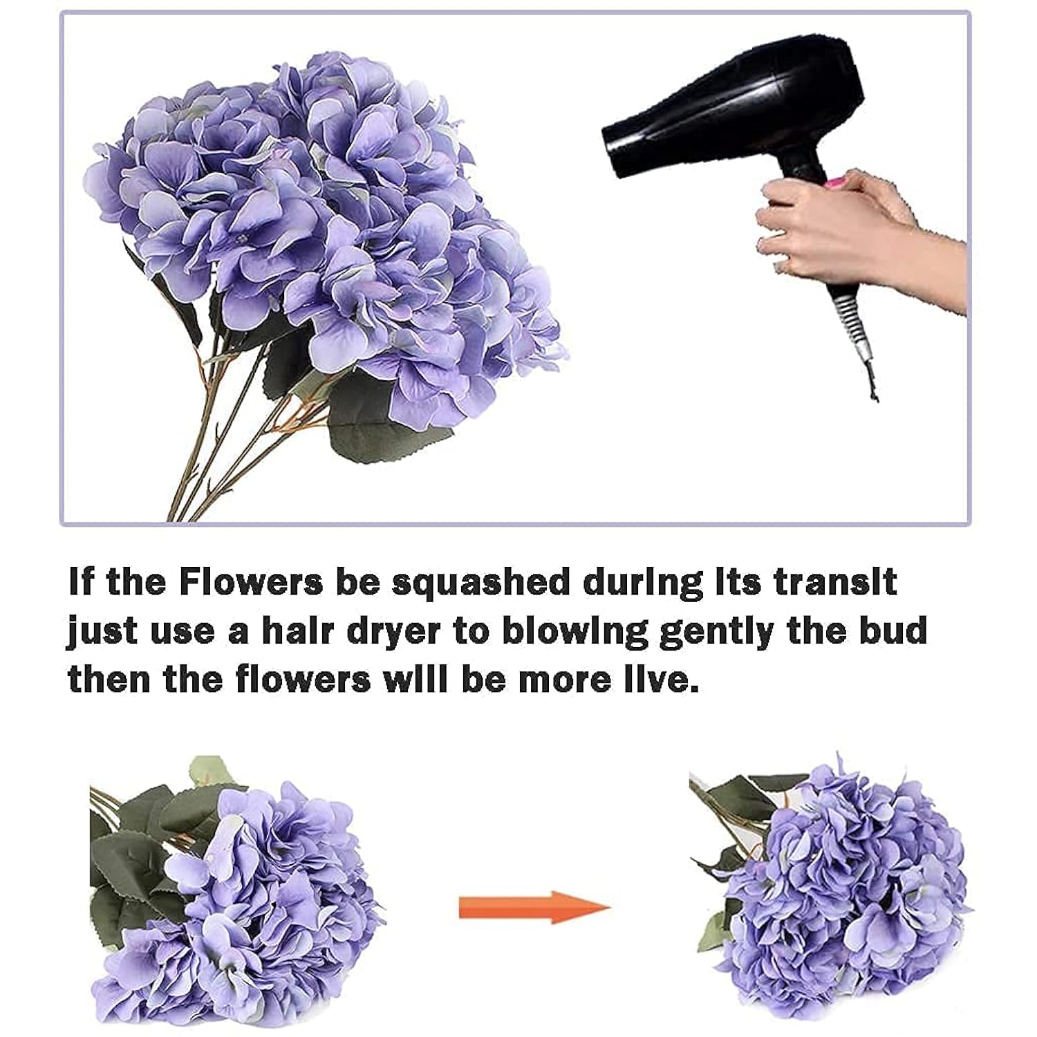 Artificial Flowers Silk Hydrangea Flowers With 5 Big Heads Fake Flower Bunch Bouquet For Home Wedding Party Decor Diy (Grey)