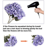 Artificial Flowers Silk Hydrangea Flowers With 5 Big Heads Fake Flower Bunch Bouquet For Home Wedding Party Decor Diy (Grey)