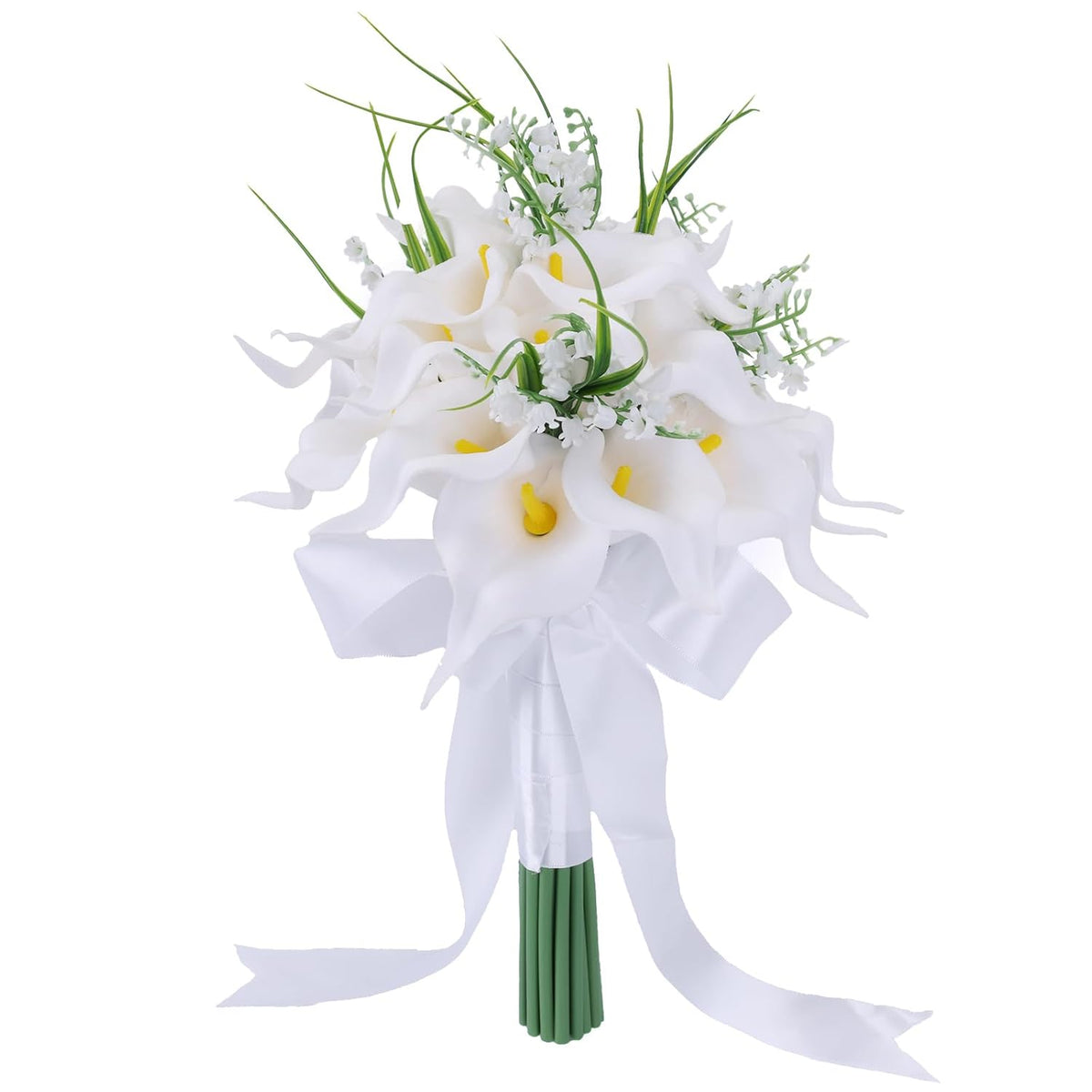 Wedding Bouquets For Bride Bridesmaid, White Calla Lily Rose Artificial Flowers Bridal Holding Flowers For Wedding Church Ceremony Home Decoration