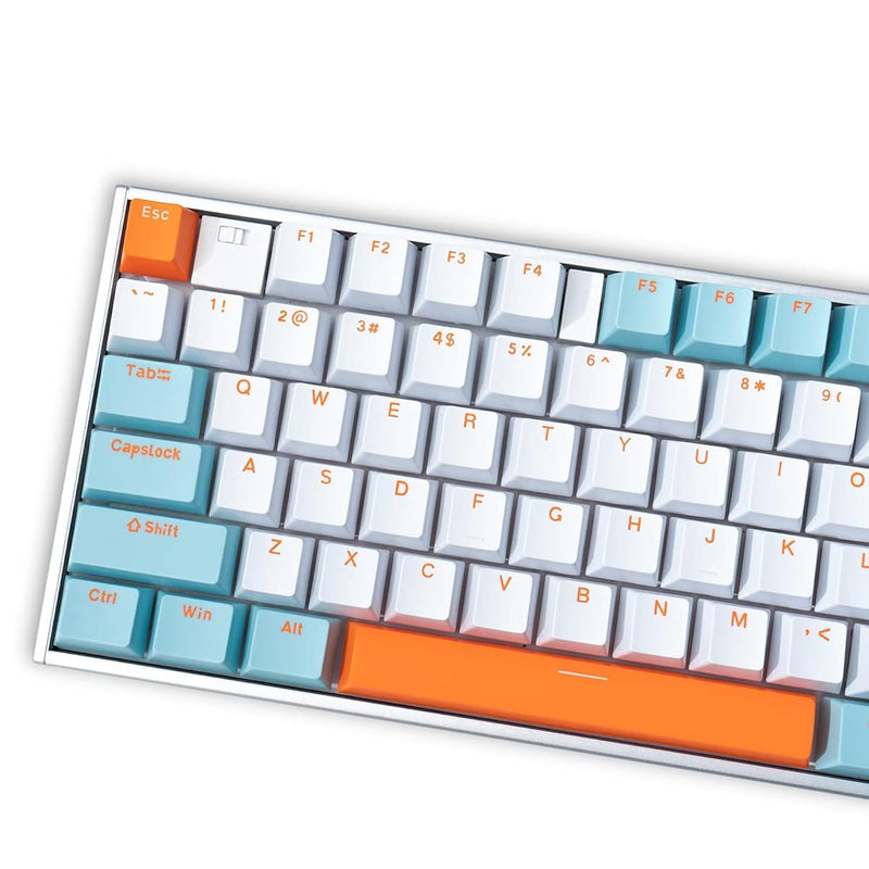 113 Keys Salmon Double Shot Keycaps Set Cherry Profile Custom Blue White Iso A