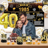 40th Birthday Decorations for Men, Banner, 1985 Backdrop & Balloons for 40th Party