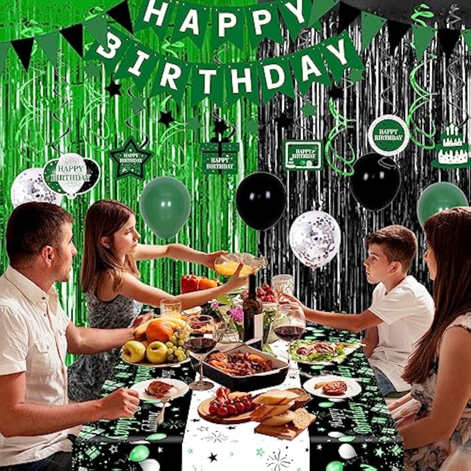 Green And Black Party Decorations For Men Women, Green Birthday Decora