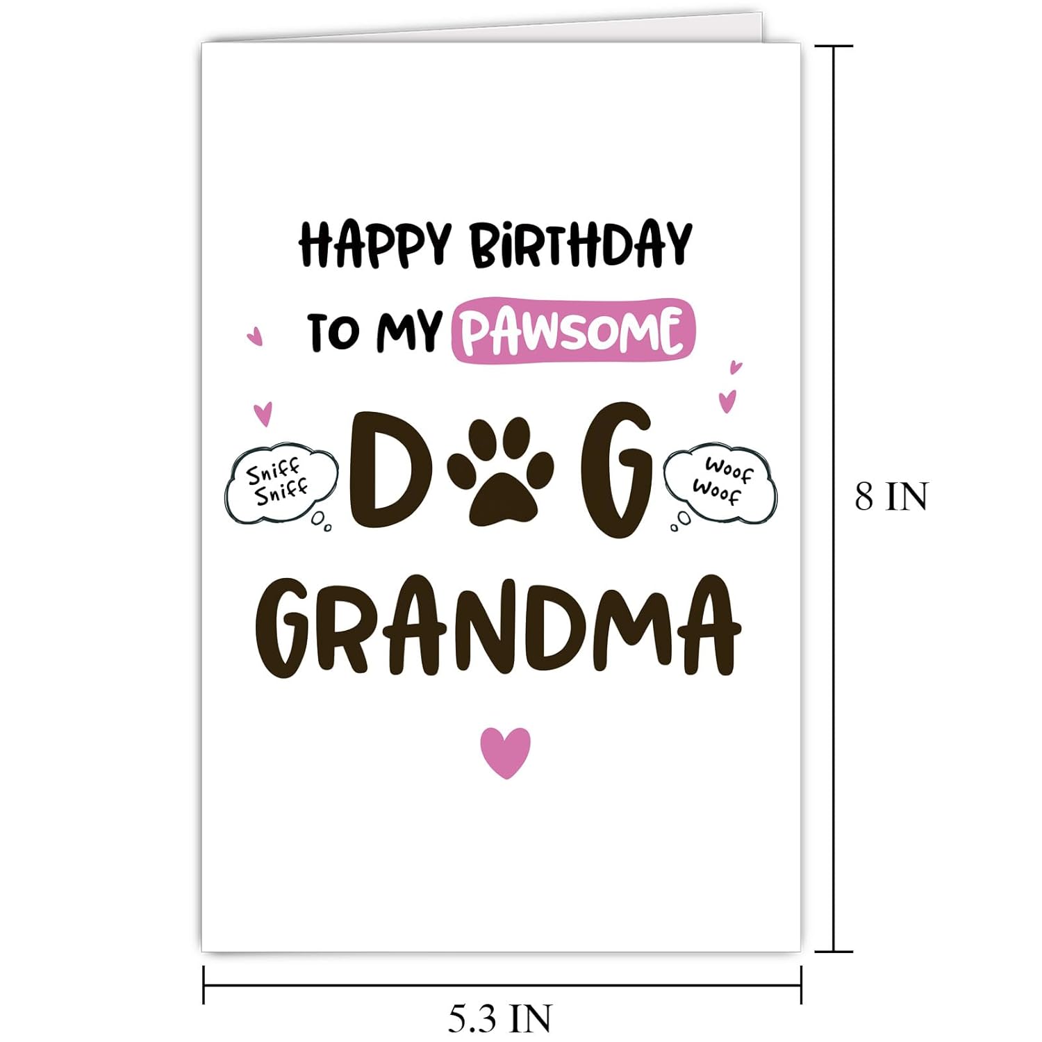 Cute Dog Grandma Birthday Card, Sweet Grandmother Birthday Card From Dog, Happy Birthday To My Pawsome Grandma
