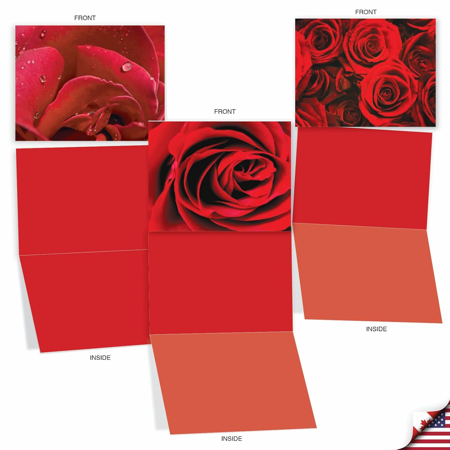 - 10 Blank Note Cards With Flowers (4 X 5.12 Inch) - Floral Notecards, All Occasion Boxed Assortment - Roses Are Red M3088