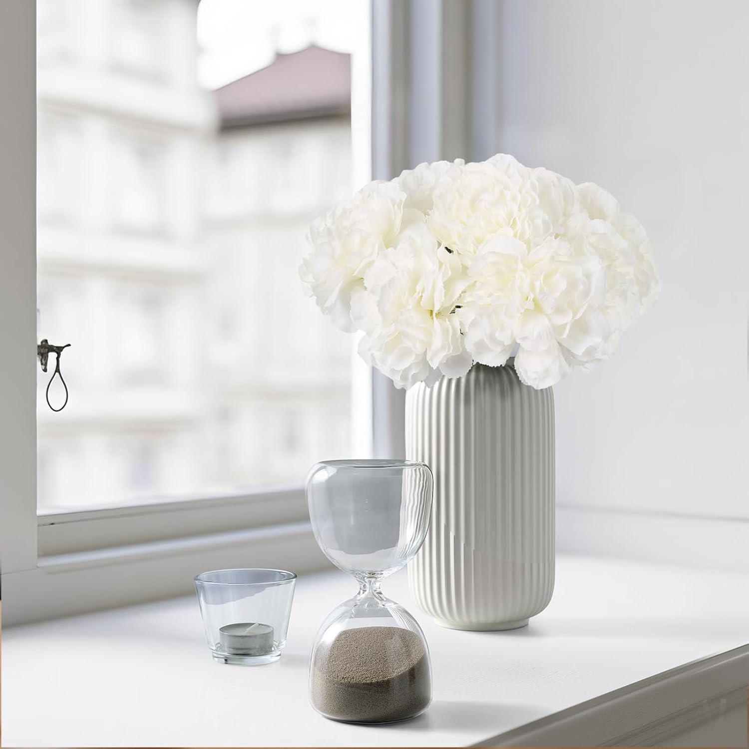 10 Pcs Artificial Carnations Realistic 10.6” White Carnations For Vase Office Living Room Bathroom Home Decor