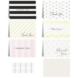 24Pcs Thank You Cards Set, 4.2 X 6.2 Inch Polka Dot And Stripe Style Thank You Cards With Envelopes, Stickers