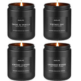 Scented Candles Set | Men Candle Set, Scented Candles For Home, Gifts For Men Aromatherapy Gift Set - 4 Pack Manly Gifts For Dad Fathers Day, Soy Candle Of Leather/Smoke & Vanilla/Oak/Lavender