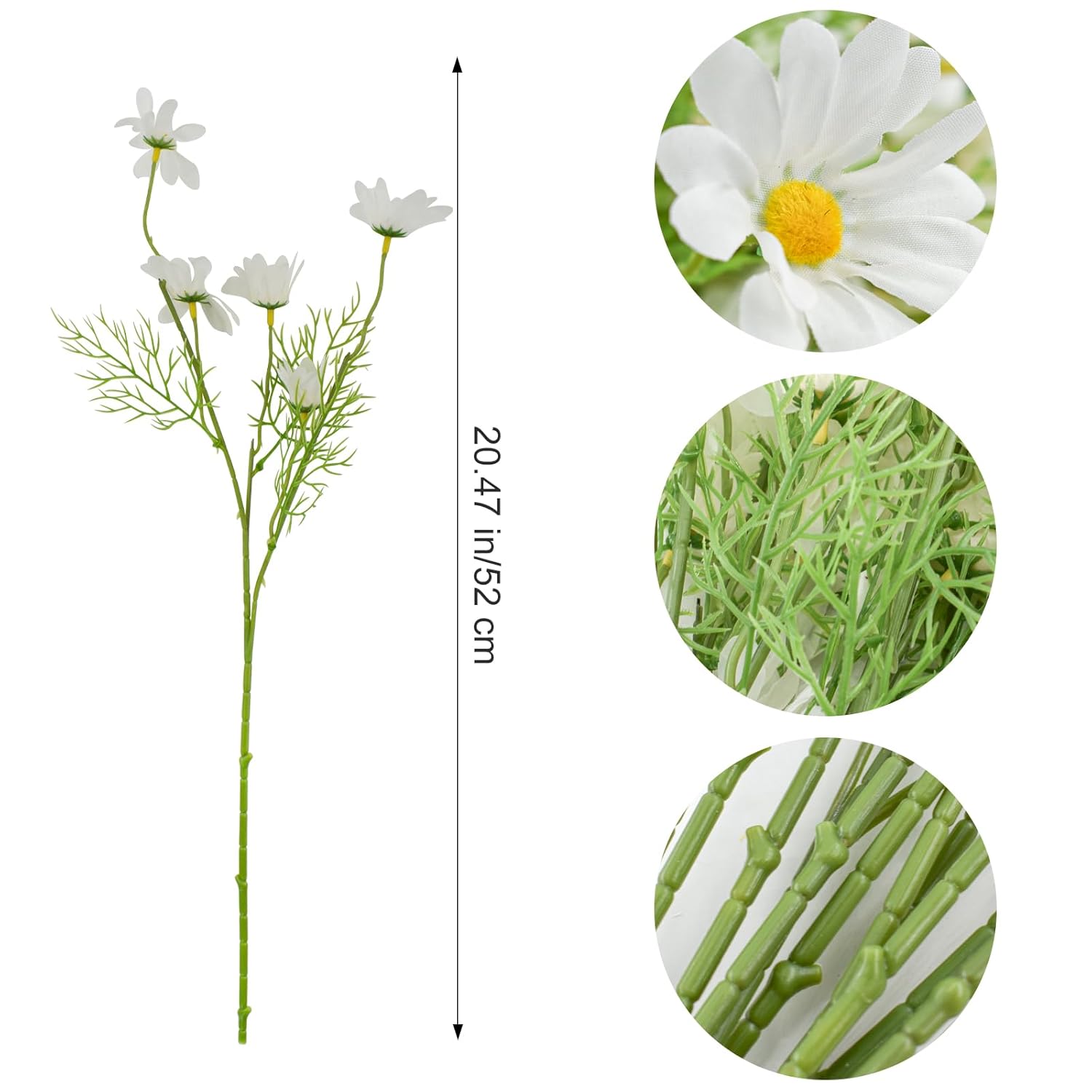Artificial Daisy Flowers 12Pcs Artificial Flowers Silk Daisies With Stems Real Look For Home Wedding Garden Vase Decor (White)
