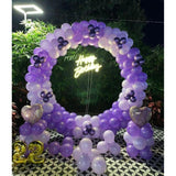 50 Pcs White & Purple Confetti Balloons with Ribbon (12")