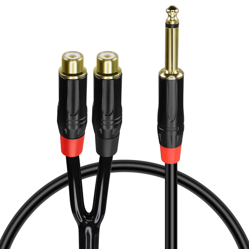 1/4Inch 6.35Mm Mono To Rca Splitter Cable,Heavy Duty Alloy Shell Joint 6.35Mm