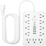 Surge Protector Power Strip 11 Outlets 4 USB 2 USB C 5 Ft Extension Cord