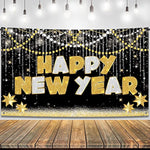 , Large Happy New Year Banner - 72X44 Inch | New Years Decorations 2025 | Happy New Years Backdrop For Happy New Year 2025 Decorations | Nye Decorations 2025, New Years Eve Party Supplies 2025