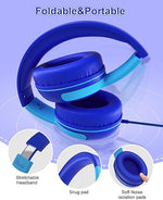 S8 Kids Wired Headphones, 85dB/94dB Limit, Adjustable, Mic, Navy/Blue