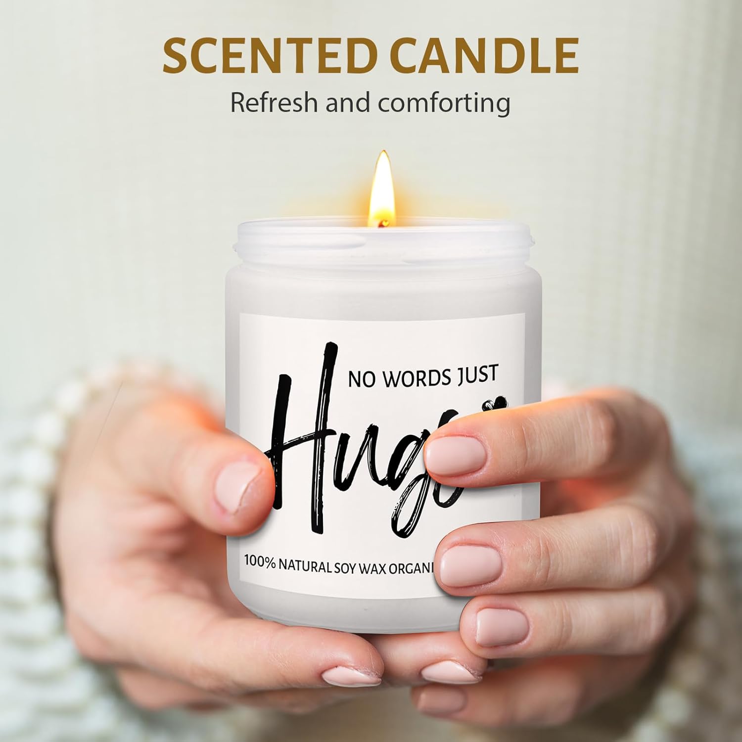 Sympathy Gifts For Loss Of Loved One- No Words Just Hugs Candles, Natural Lavender Scented Candle 9Oz, Get Well Soon, Thinking Of You Gifts, Bereavement Gift For Women Men, Miscarriage Gift For Mother