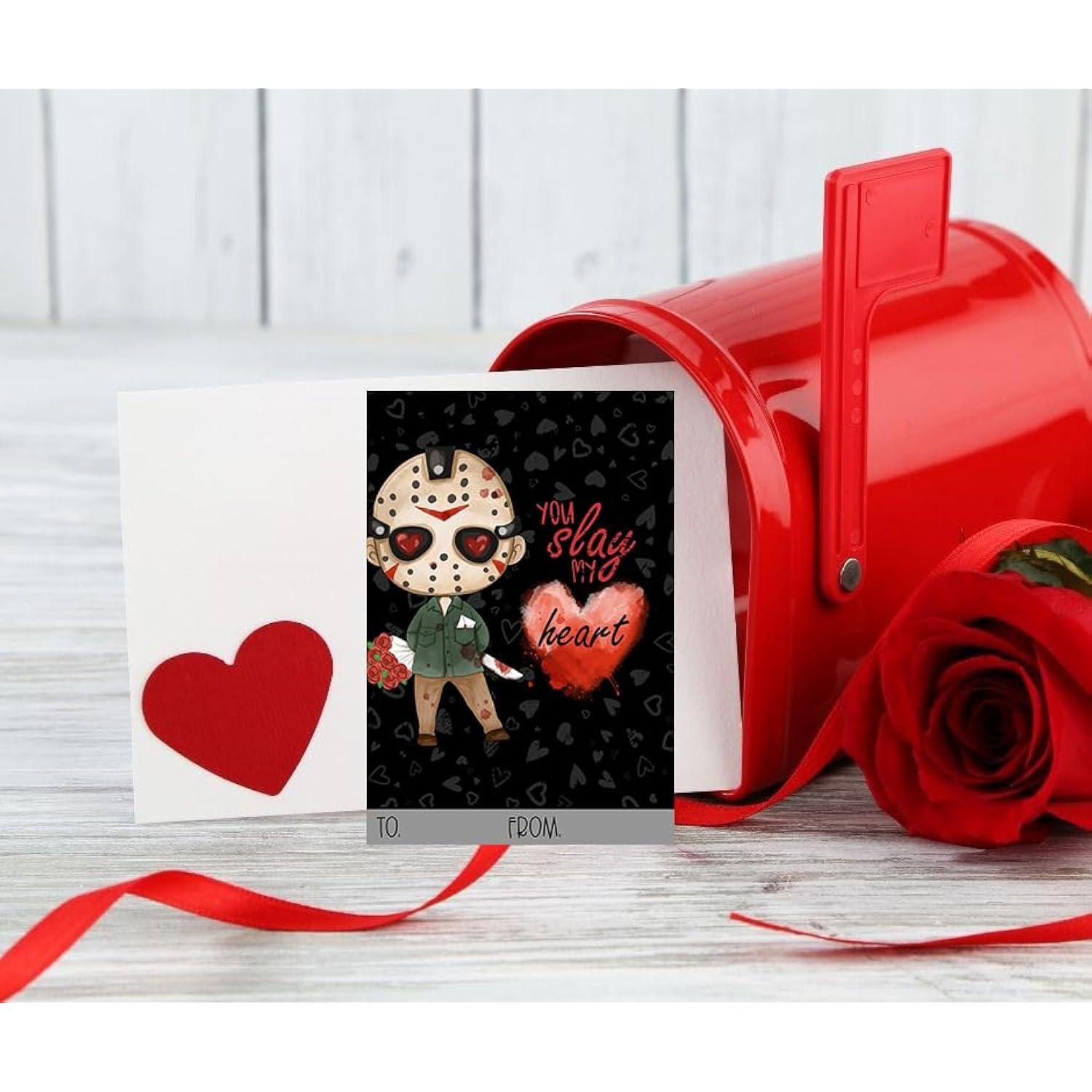 Classic Horror Scary Movie Character Themed Valentines Day Card School Classroom Exchange (Set Of 24)