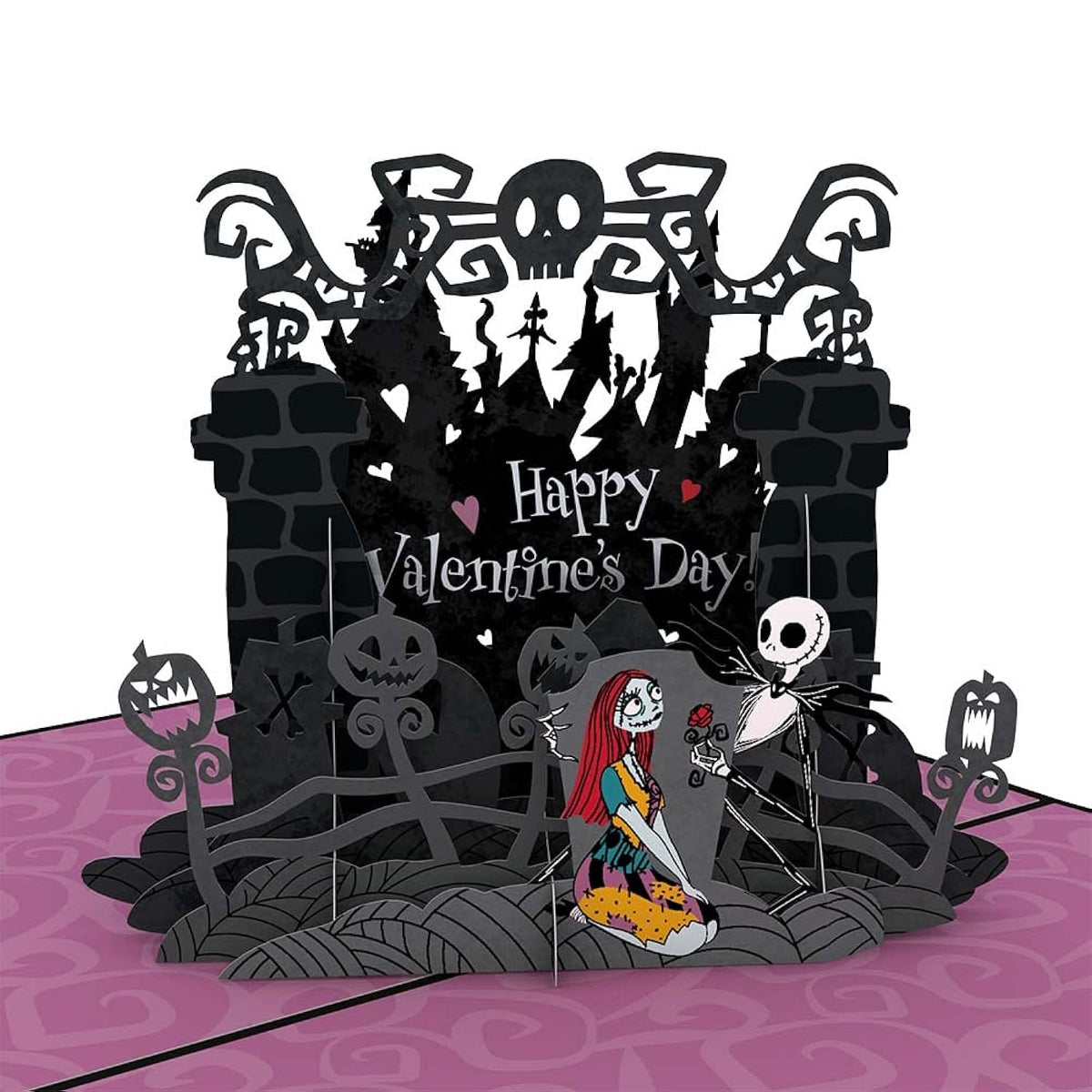 Valentines Day Card For Her, Him - 3D Disney Pop-Up Card - Tim Burton'S The Nightmare Before Christmas - Simply Meant To Be - 5" X 7" - Blank Note Card & Envelope Included