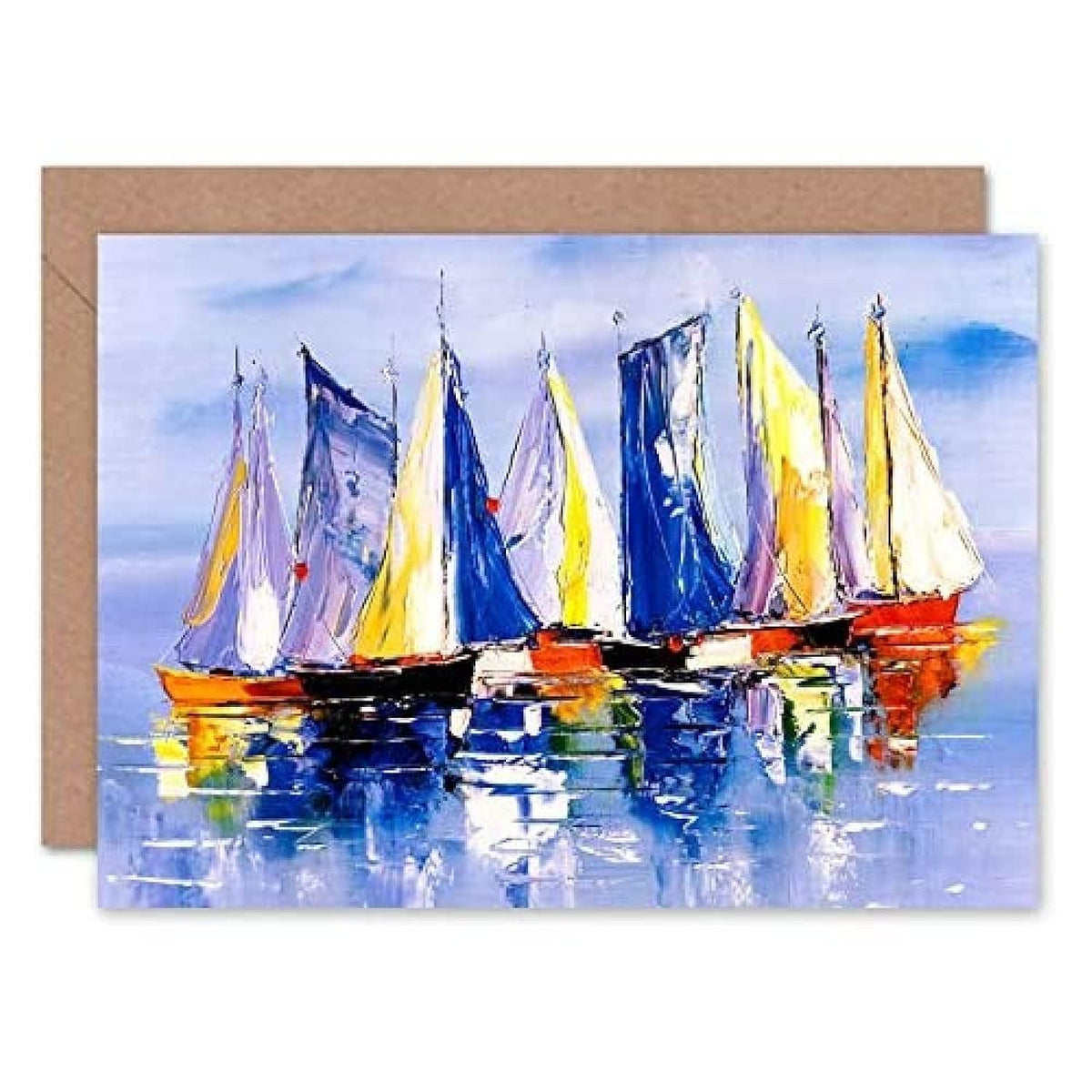 Boats Sailing At Sea Greeting Card With Envelope Inside Premium Quality