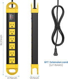 Outdoor Weatherproof Power Strip 6 Outlets 2700J IPX6 Waterproof 10FT Yellow