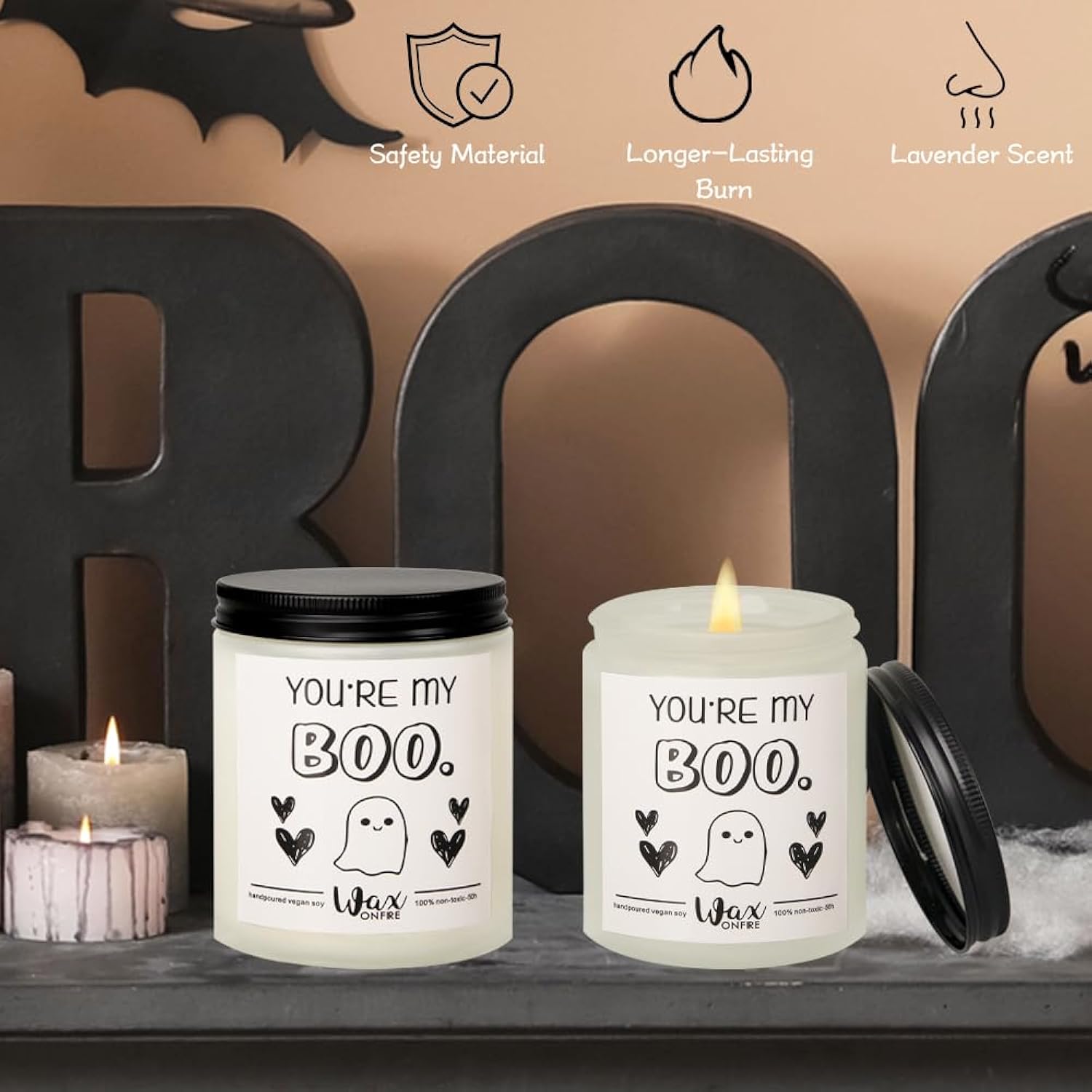 Halloween Candle Ghost You Are My Boo Candle Halloween Lavender Scent Soy Wax Candle For Bathroom Kitchen Bedroom