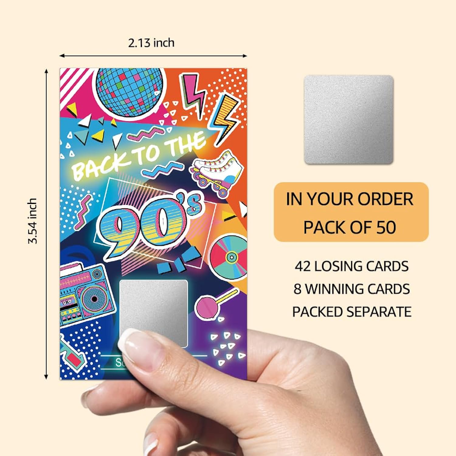 50 Pack Back To 90S Scratch Off Cards, Retro Disco Light Scratch Cards For 30Th 40Th Birthday Party, Back To The 90S Party Decorations For Music Lover, Raffle Ticket Lottery For Group Activity