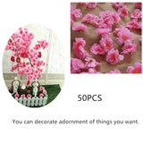 Artificial Silk Cherry Blossom Flowers Heads, 50Pcs Artificial Cherry Blossom Flower, Cherry Blossom Fake Silk For Bridal Hair Clips Headbands Dress Diy Accessories Wedding Party(Pink)