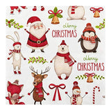 13 Inch Paper Luncheon Napkins, 20 Merry Christmas Design Printed Napkins - 3-Ply, Textured Edges, White Paper Decorated Napkins, Soft And Strong, For Parties Or Catering Events -