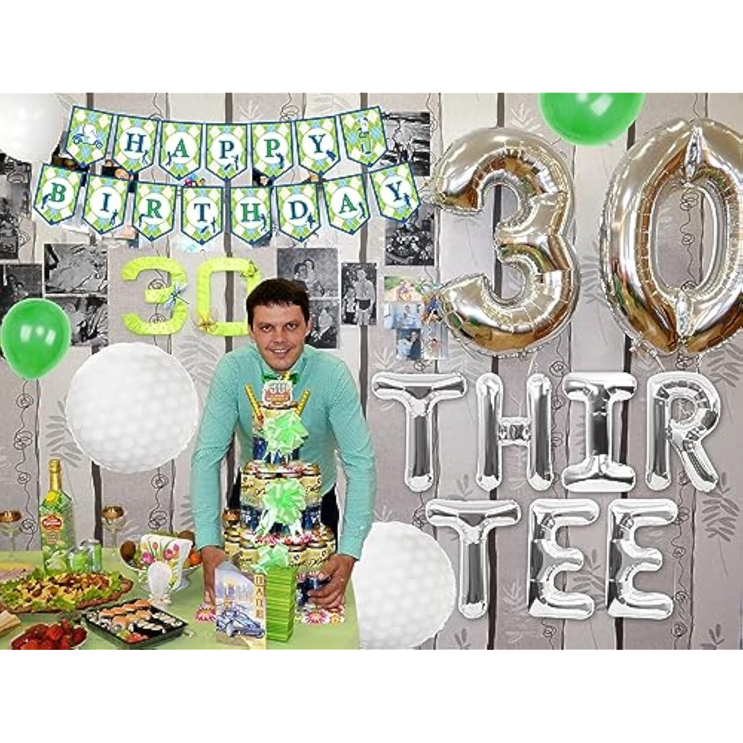 Thirtee Golf Birthday Balloons Golf 30Th Birthday Decoration Sport Themed Party Supplies Men Boys Party Balloons Decoration