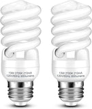 E26 CFL Light Bulbs T2 Spiral 13W 60W Equivalent 2700K Soft White 900 Lumens UL Approved 2 Pack