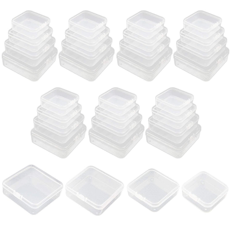 32 Pieces Mixed Sizes Square Empty Mini Clear Plastic Storage Containe