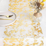 Gold Table Runner, Glitter Metallic Gold Thin Mesh Table Runner Roll 11 Inch X 16 Feet, Event Party Supplies Fabric Table Decorations For Wedding, Bridal Shower, Baby Shower, Birthday Party