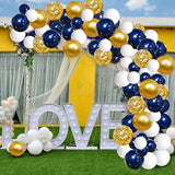 Navy Blue Gold Balloon Garland Kit, 120pcs Balloons for Party Decorations