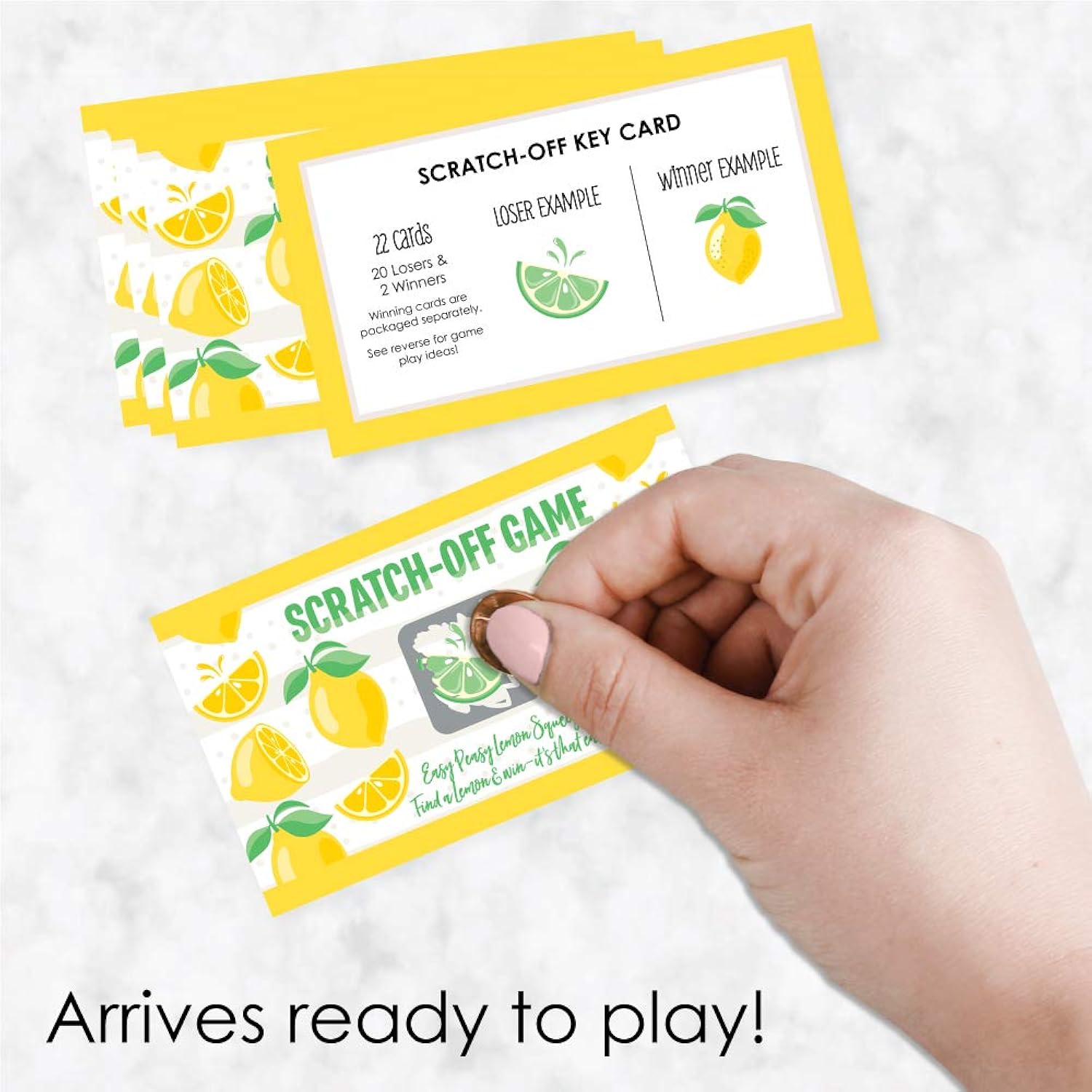 Big Dot of Happiness So Fresh - Lemon - Citrus Lemonade Party Game Scratch Off Cards - 22 Count