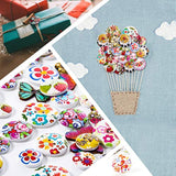 250 Pieces Wooden Buttons Flower Butterfly Mixed Button Vintage Painti