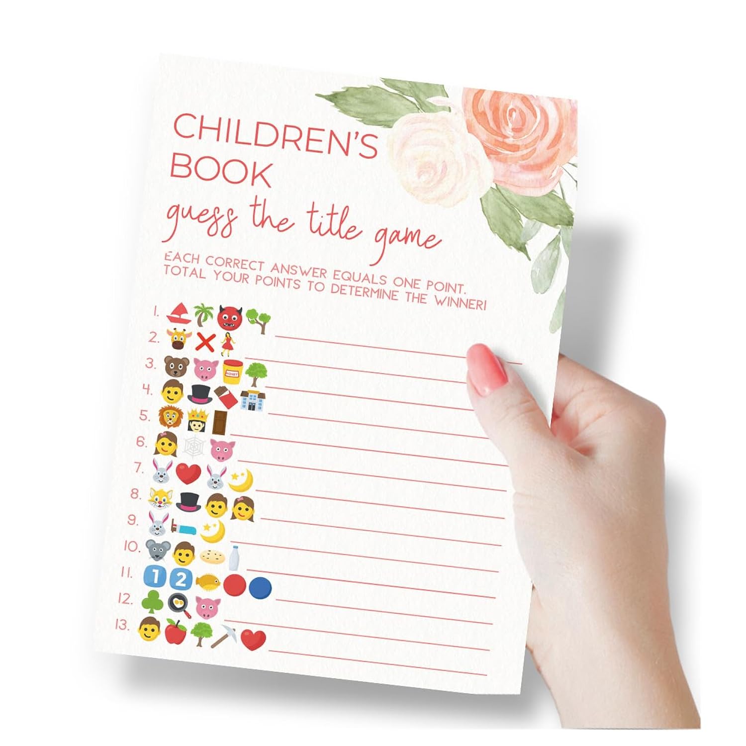 Baby Shower Games – Guess The Children’S Book Title Game For Girl, Baby In Bloom Floral Theme, 50 Cards